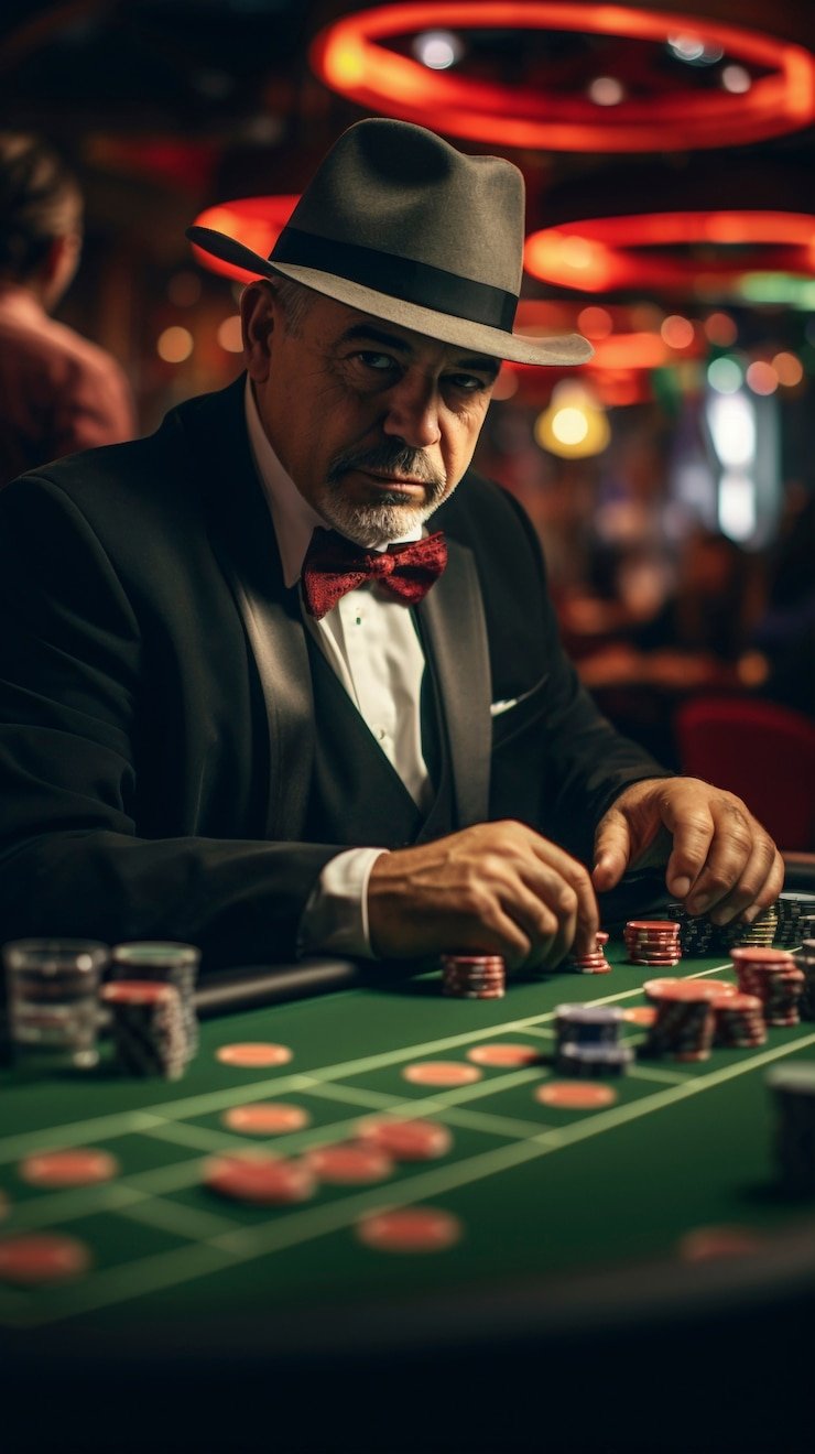 Meja poker live dealer di platform mahirtoto dengan kartu dan chip